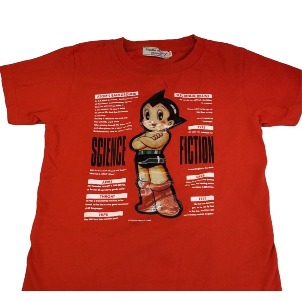 ASTRO BOY Rare Hologram Robot Mighty Atom Anime T-Shirt Red Size Medium Kids